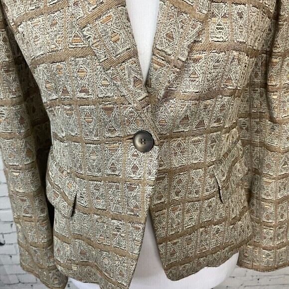 Jones New York Petite Womens Tan Bronze Blazer Business Jacket Size 4P U1 - Picture 7 of 12